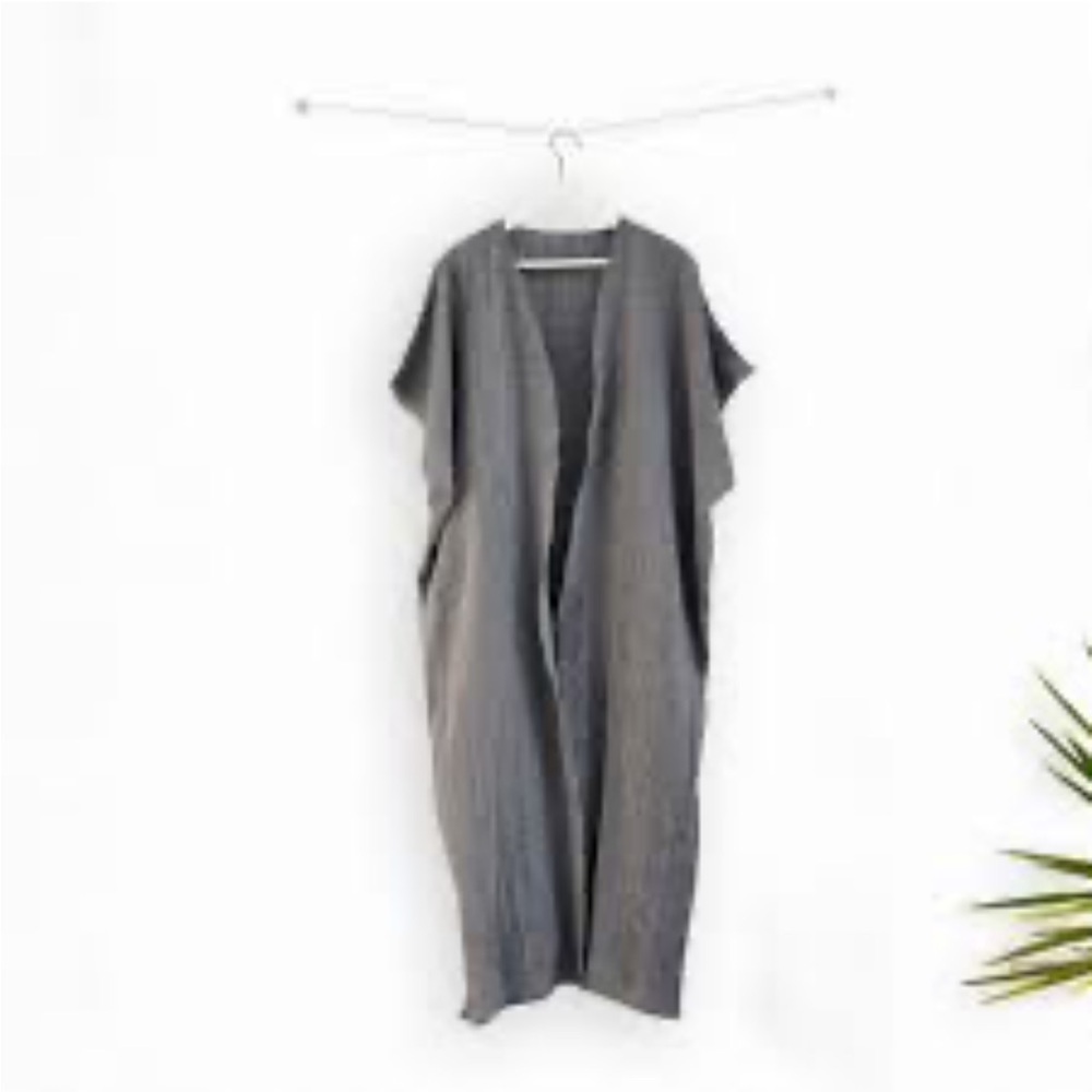 Loom Sleeveless Cotton Long Gray Kimono sz OS - Picture 1 of 6